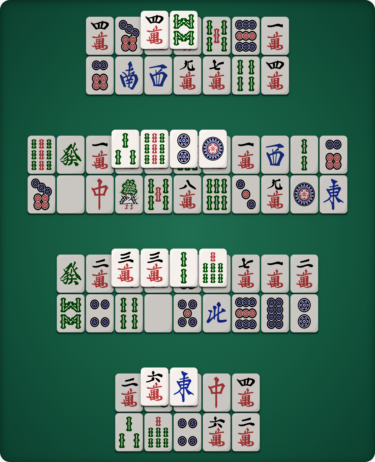The Waves board — four horizontal ranks of tiles rippling inward toward the center