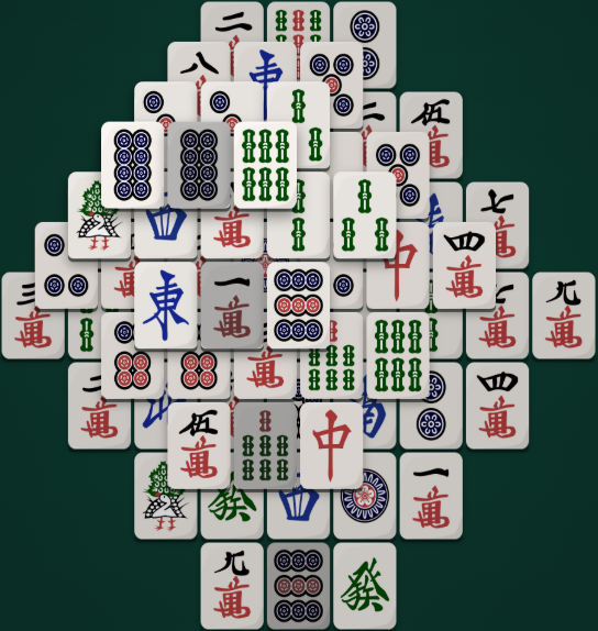 Diamond Mahjong Solitaire board — a rhombus tapering to a 3-tile cap, 76 tiles