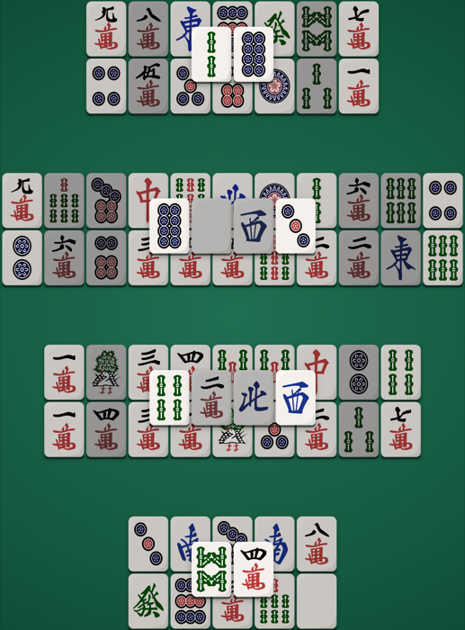 Waves Mahjong Solitaire board — four rippling horizontal bands, 76 tiles