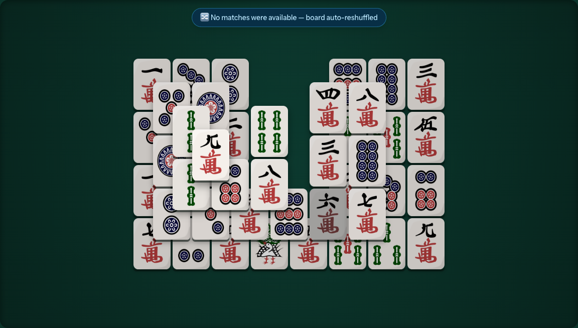 The auto-reshuffle notice banner shown after the board fixes a stuck state on its own